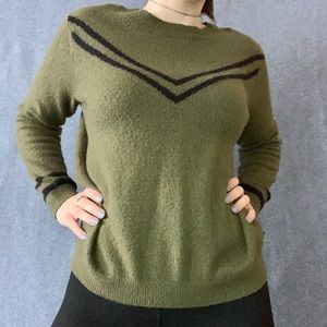 Green Sweater With Black Stripe